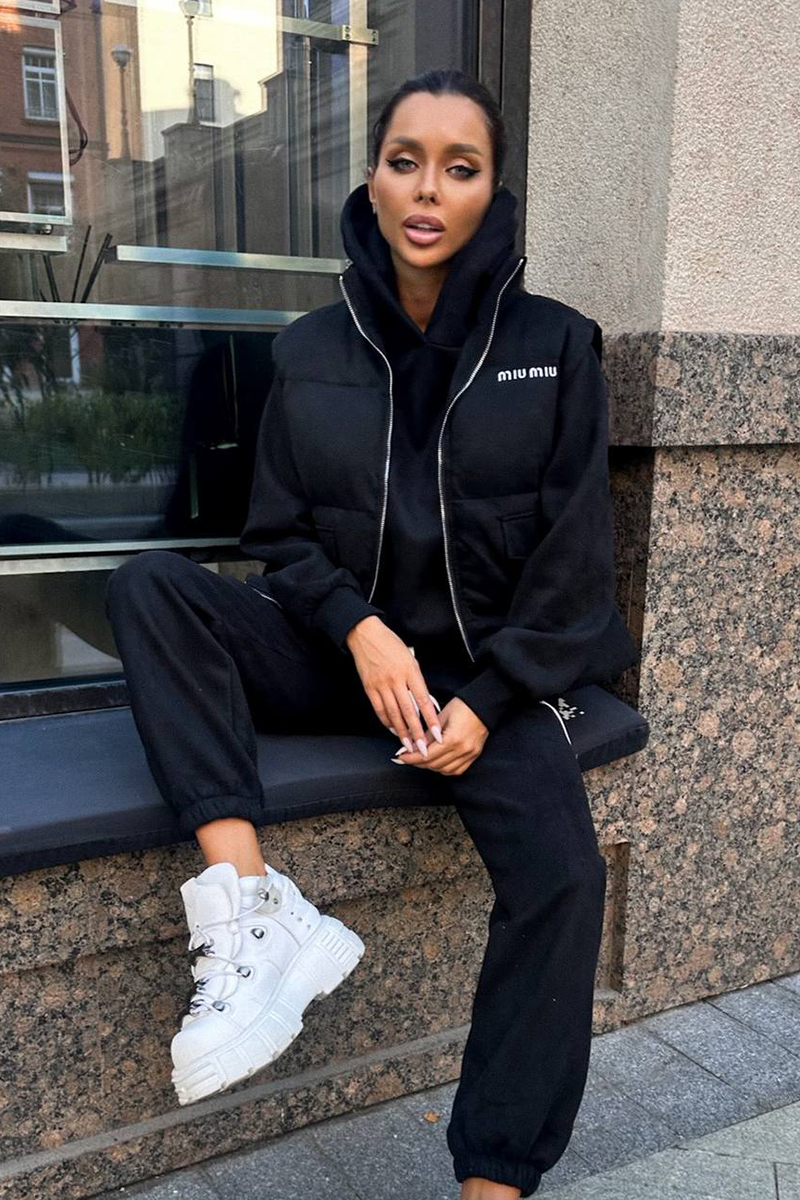 MIU MIU Женский чёрный костюм тройка 