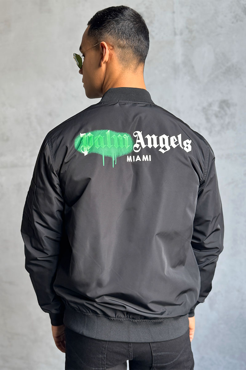 Palm Angels Мужской чёрный бомбер Miami logo-print