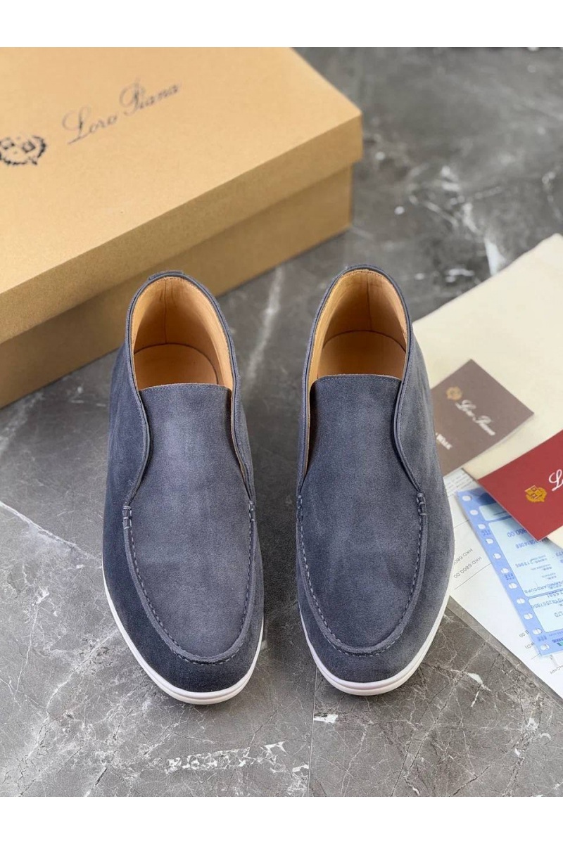 Loro Piana Замшевые лоферы с меховой стелькой Open Walk - Blue