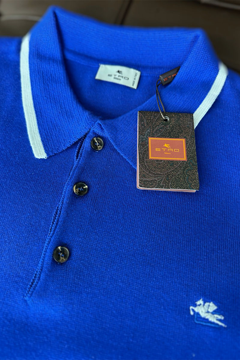 Etro Поло с длинным рукавом Pegaso logo - Blue