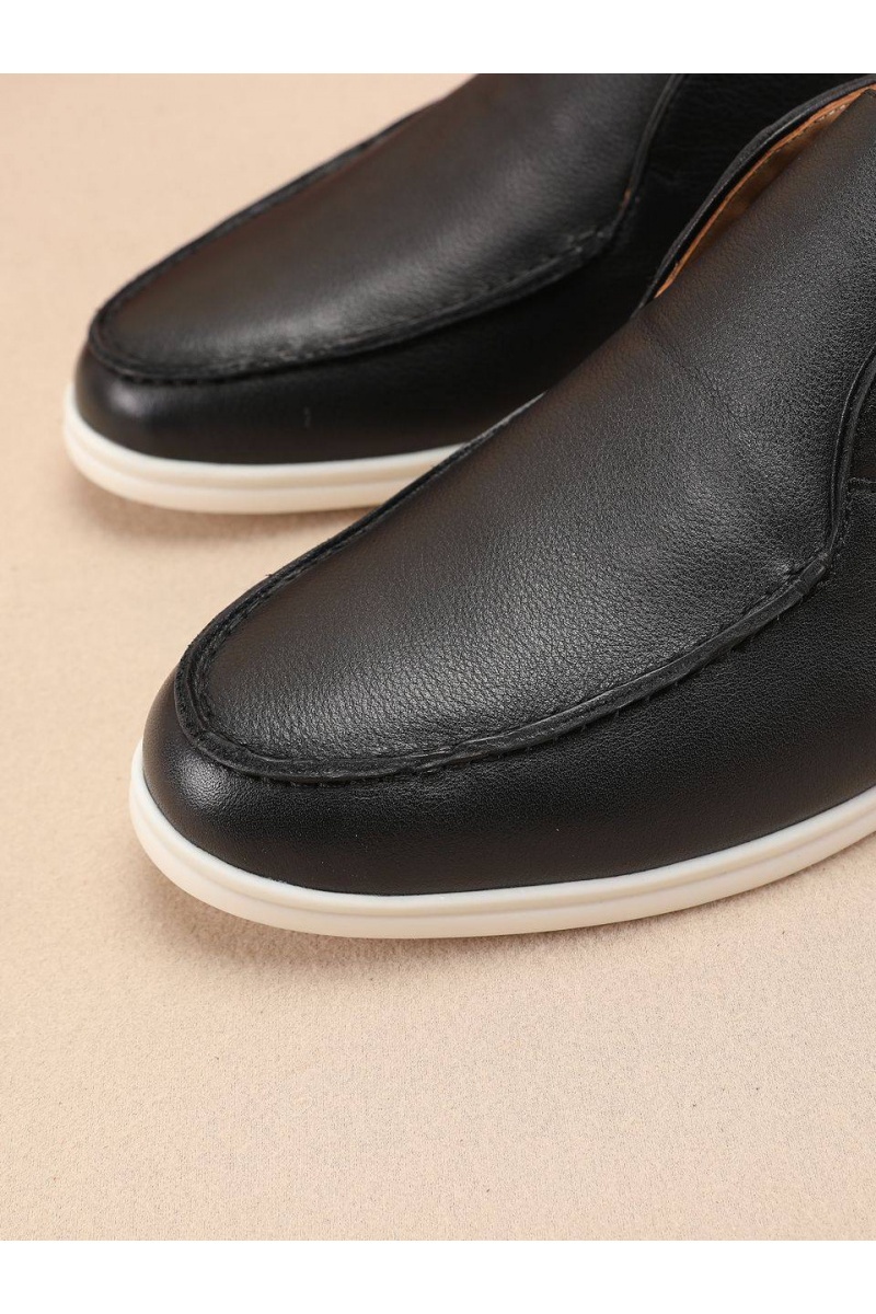 Loro Piana Кожаные лоферы с меховой стелькой Open Walk - Black