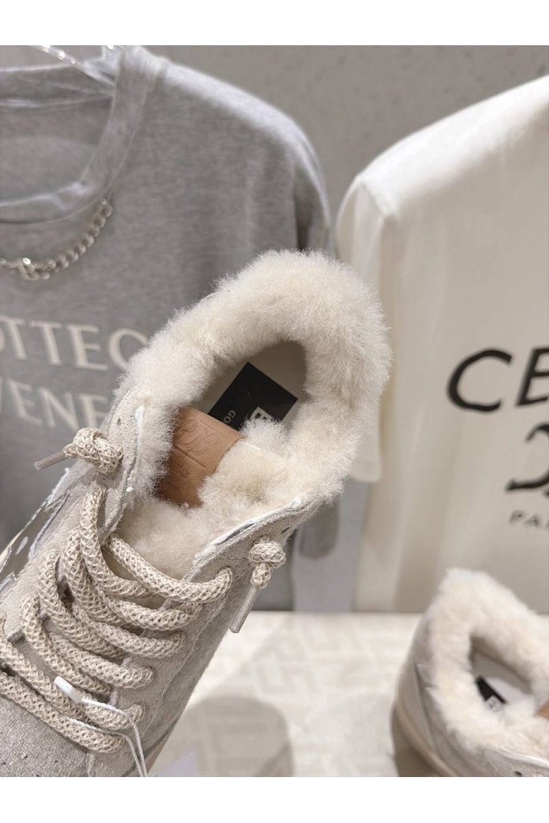 Designer Clothing Женские комбинированные кроссовки с мехом Golden Goose Ball Star premium