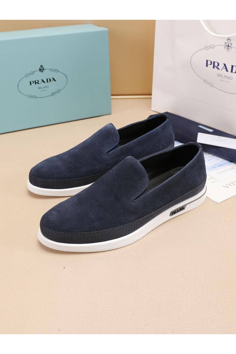 Prada Мужские замшевые слипоны Saint Tropez - Indigo