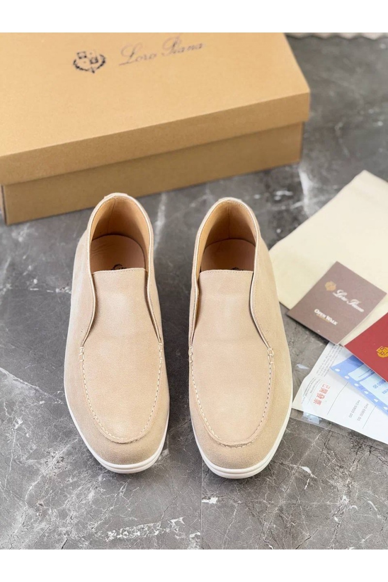 Loro Piana Замшевые лоферы с меховой стелькой Open Walk - Beige