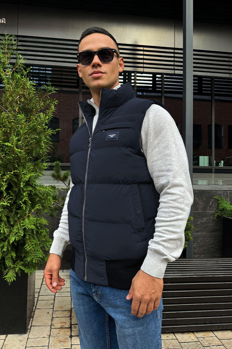 Dоlсе & Gаbbаnа Мужской синий жилет logo-plaque 