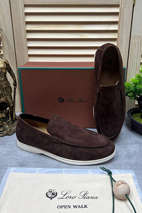 Мужские замшевые лоферы Open Walk - Brown