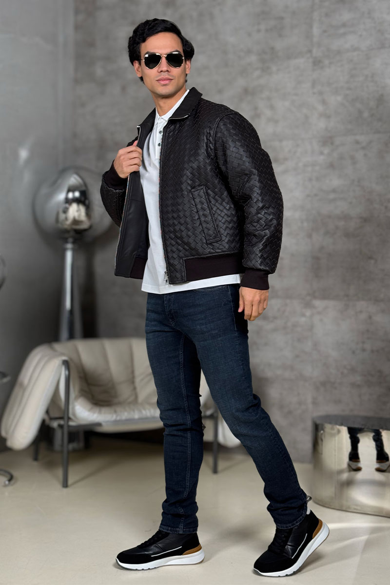 Bottega Veneta Мужская кожаная куртка premium