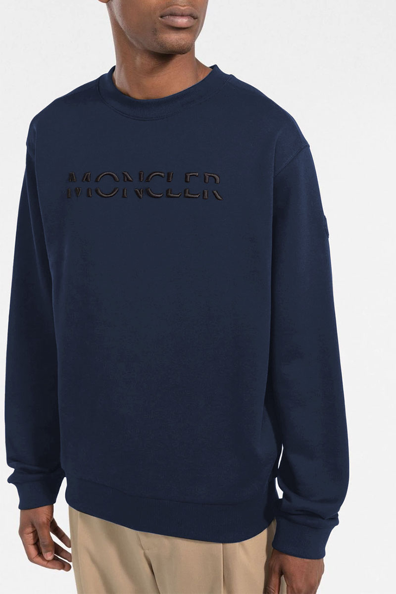 Moncler Тёмно-синий оверсайз свитшот logo-embroidered