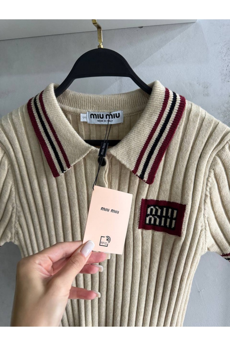 MIU MIU Женское поло бежевого цвета premium