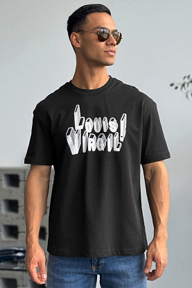 Чёрная оверсайз футболка Virgil Abloh