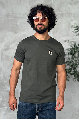 Тёмно-зелёная мужская футболка embroidered logo