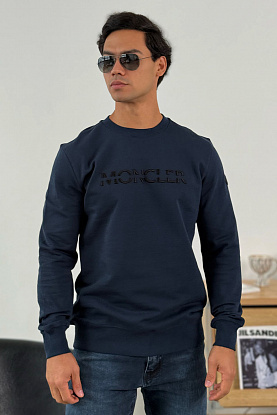 Тёмно-синий оверсайз свитшот logo-embroidered