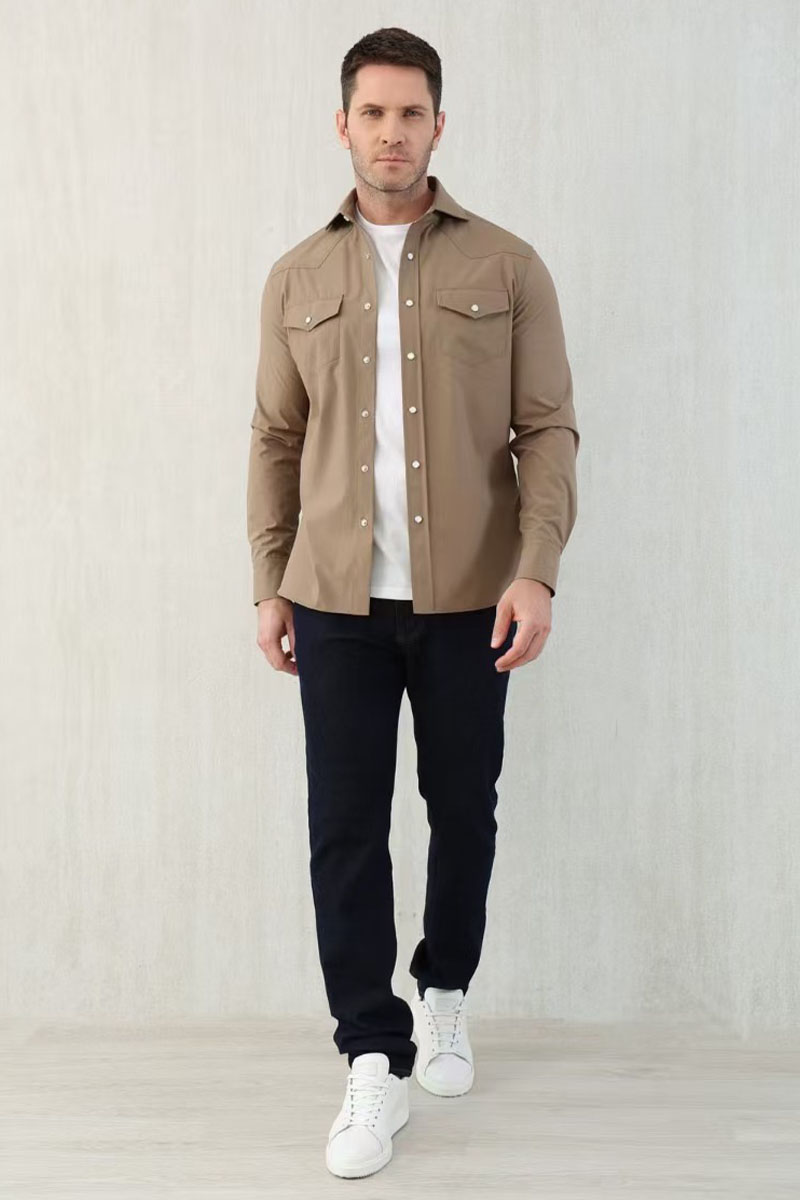 Designer Мужская бежевая рубашка Premium