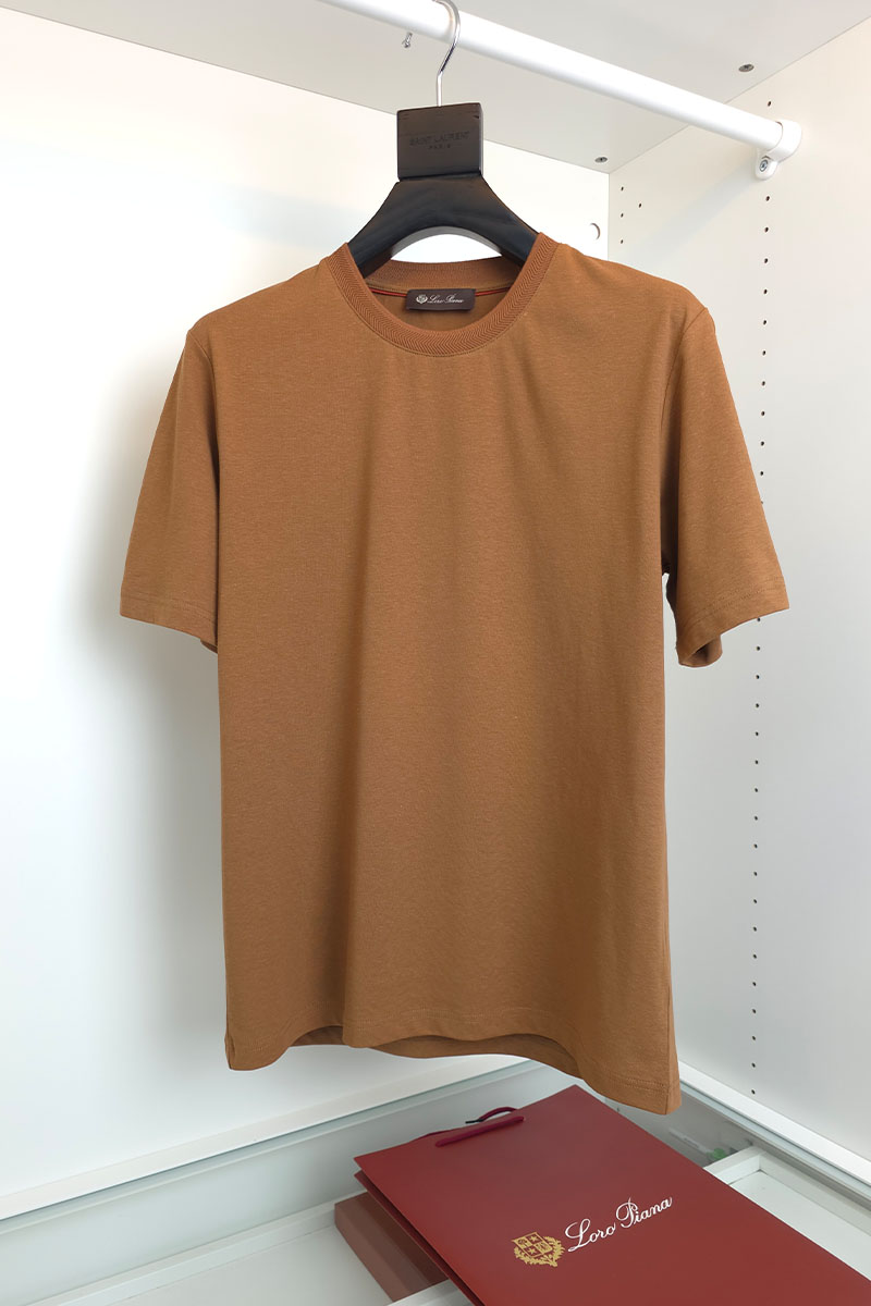 Loro Piana Мужская коричневая футболка premium