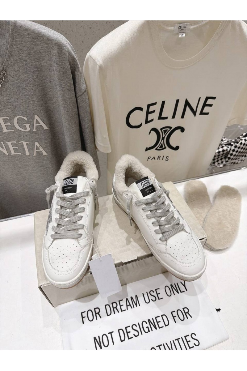 Designer Clothing Женские кожаные кроссовки с мехом Golden Goose Ball Star premium