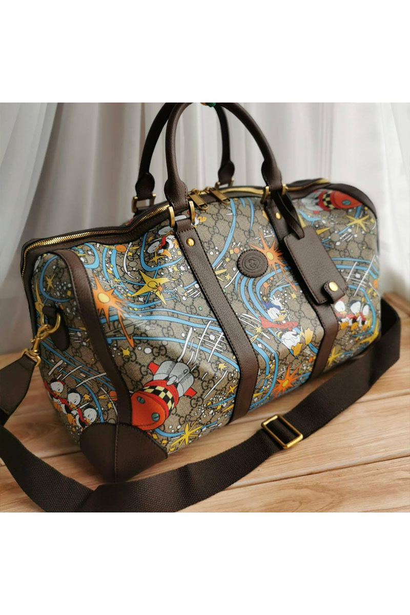 Gucci Дорожная кожаная сумка Disney GG Supreme 45x28 см
