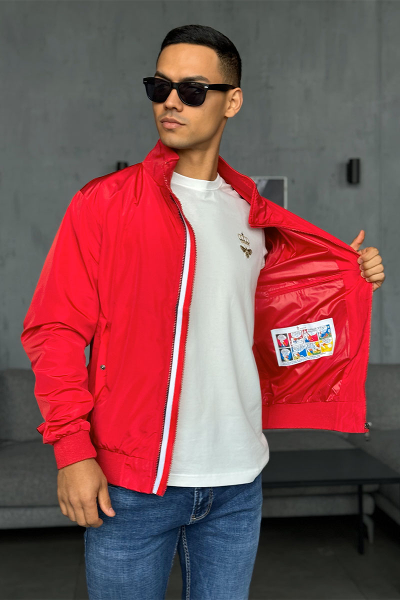 Moncler Мужская ветровка красного цвета logo-patch