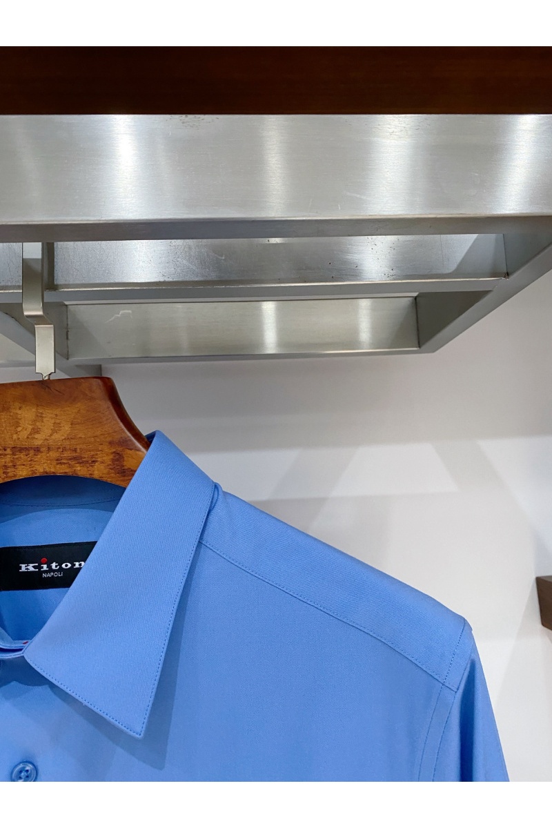 Kiton Мужская синяя рубашка premium