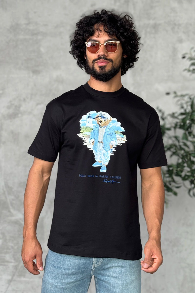 Polo Ralph Lauren Мужская чёрная футболка "Bear"