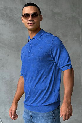 Мужское поло monogram all-over - Blue 