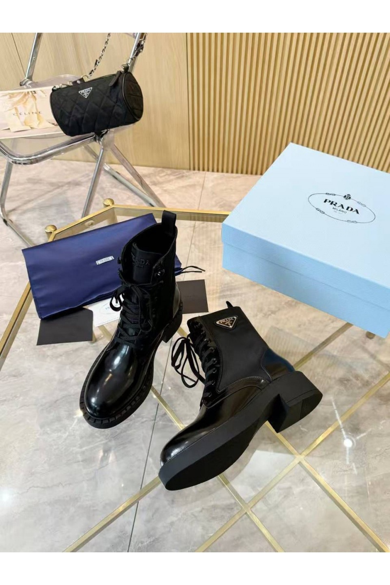 Prada Женские кожаные ботинки premium - Black