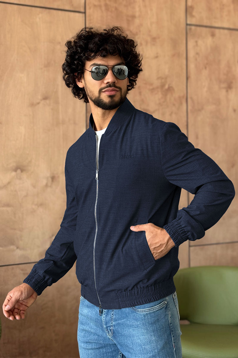 Zegna Мужской бомбер синего цвета