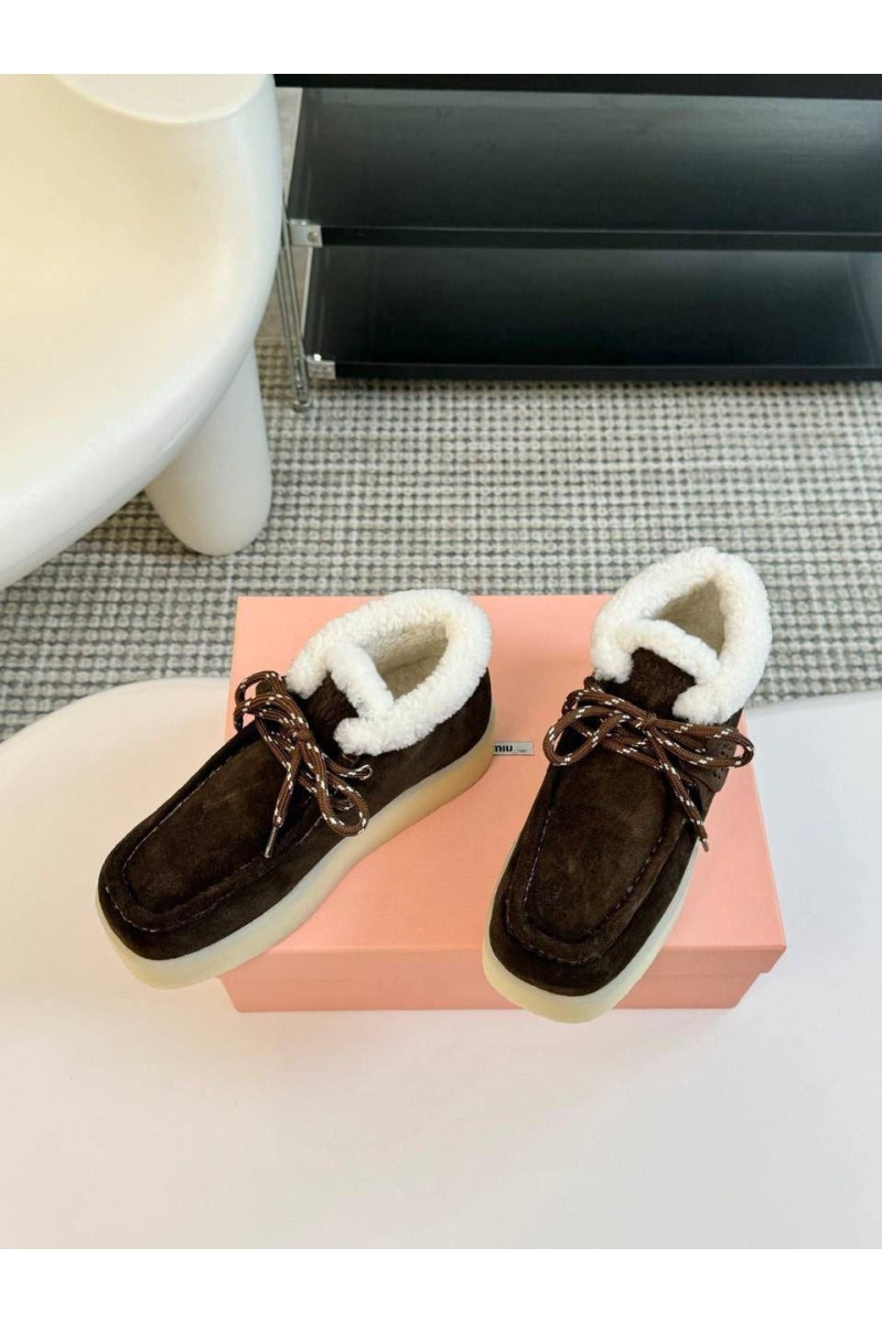 MIU MIU Женские замшевые лоферы с мехом premium