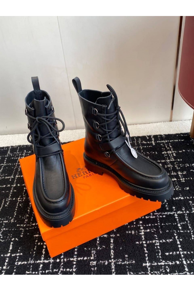 Hermes Женские кожаные ботинки Land Ankle premium