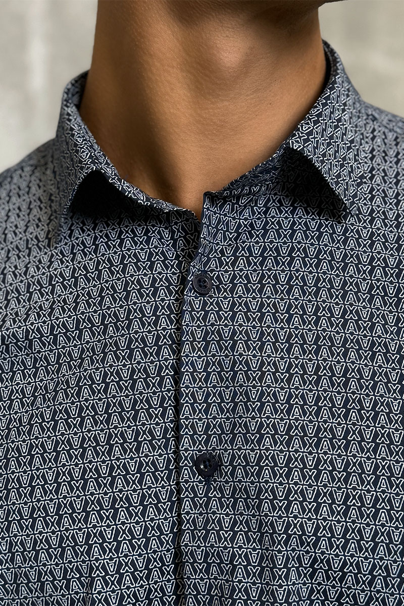 Emporio Armani EA7 Мужская тёмно-синяя рубашка 