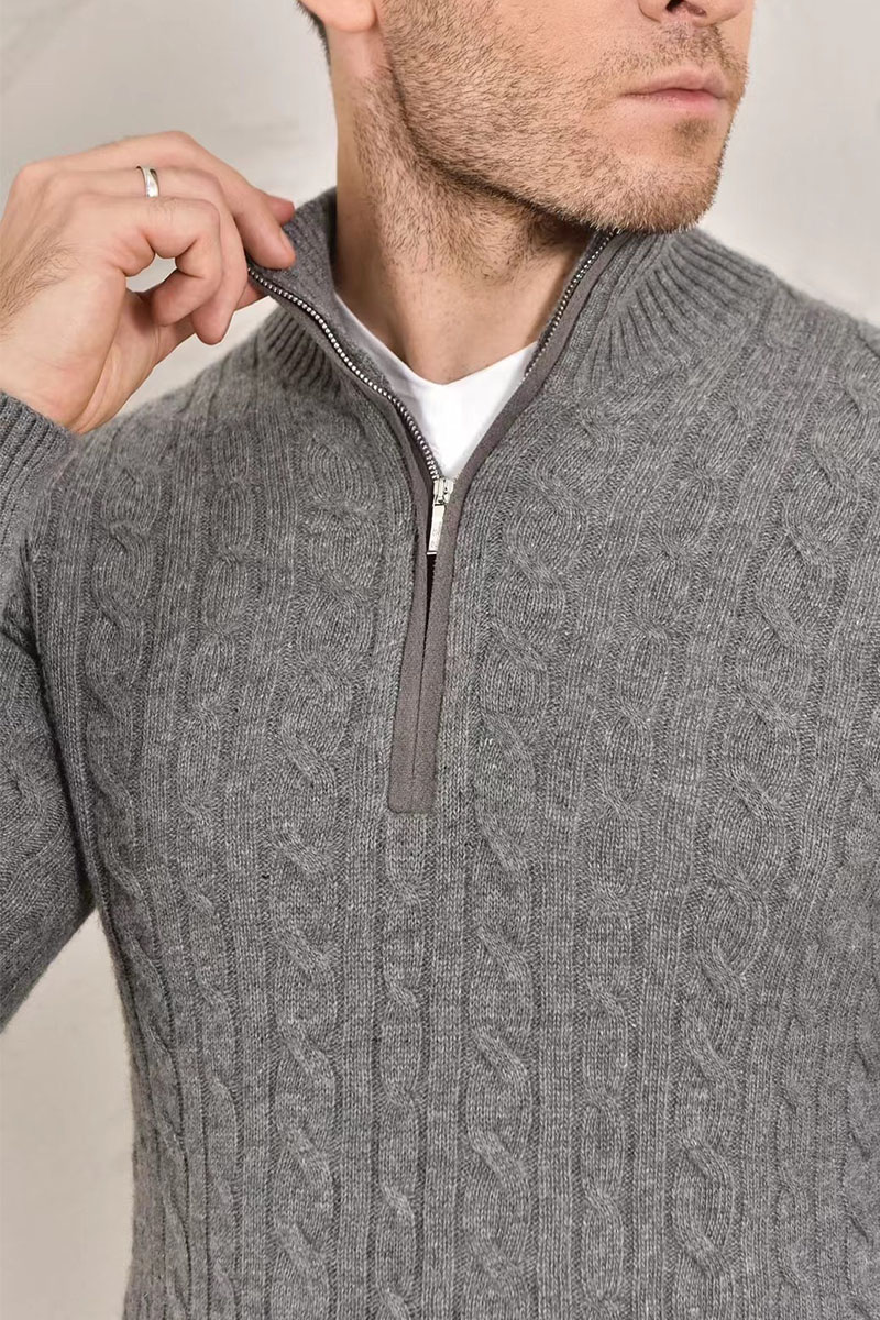 Loro Piana Кашемировый свитер Premium zip-neck - Dark Grey