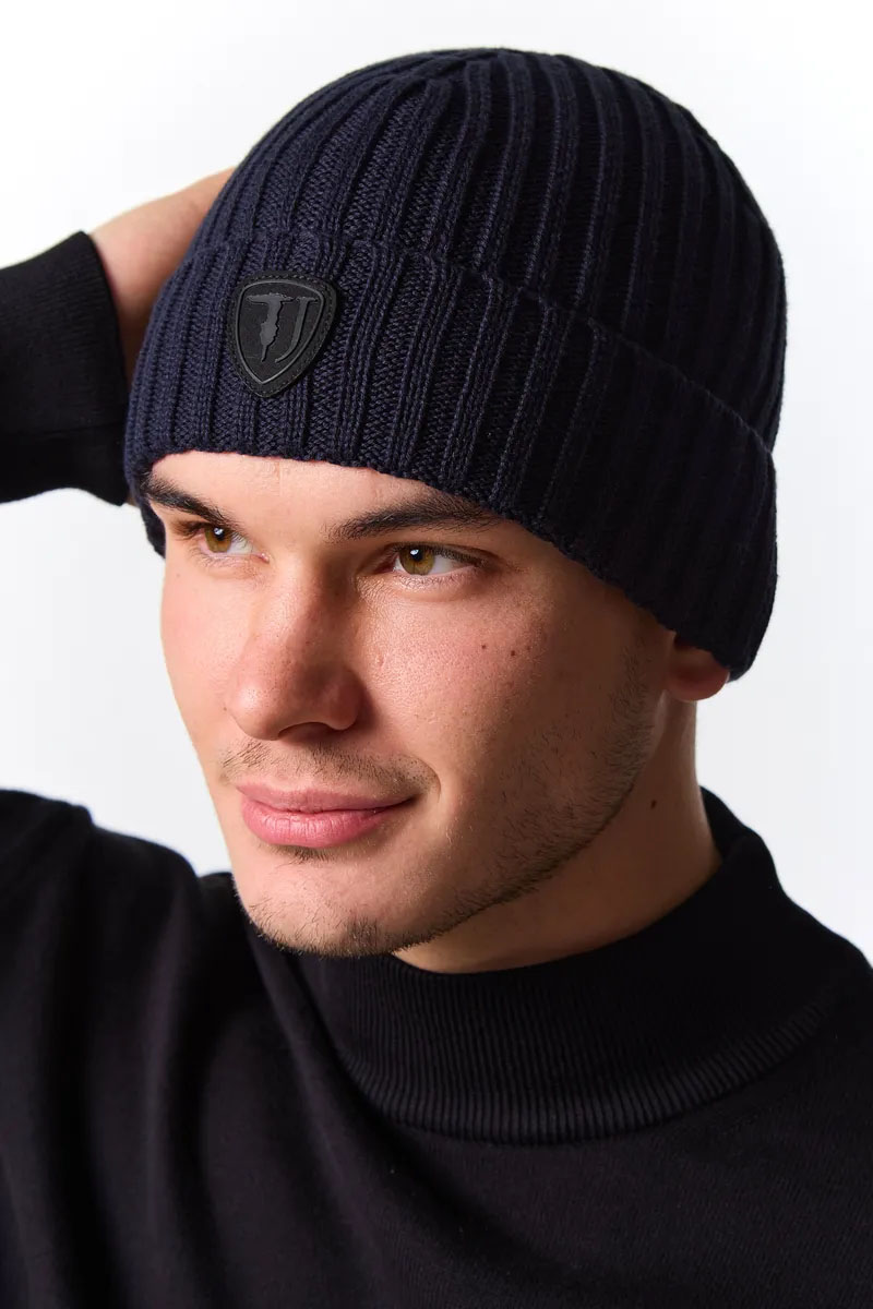 Trussardi Мужская шапка logo-patch - Navy