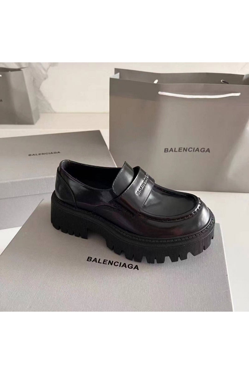 Balenciaga Женские чёрные кожаные лоферы Premium