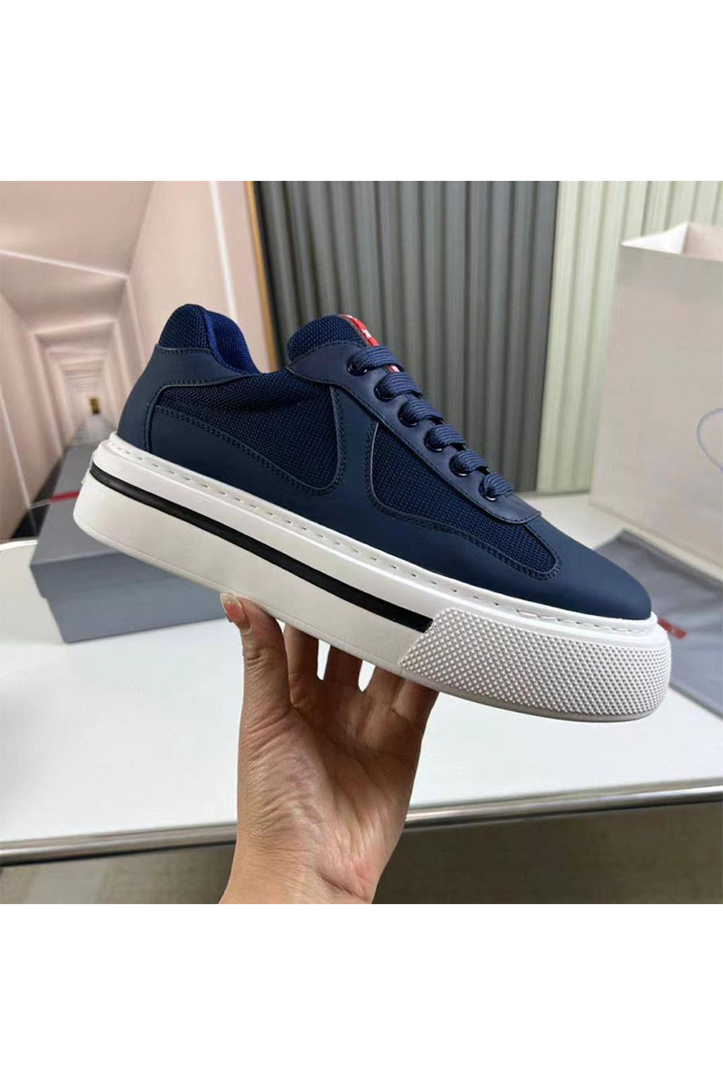 Prada Комбинированные кроссовки logo-stripe - Navy