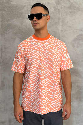 Брендовая оверсайз футболка Diagonal logo - Orange