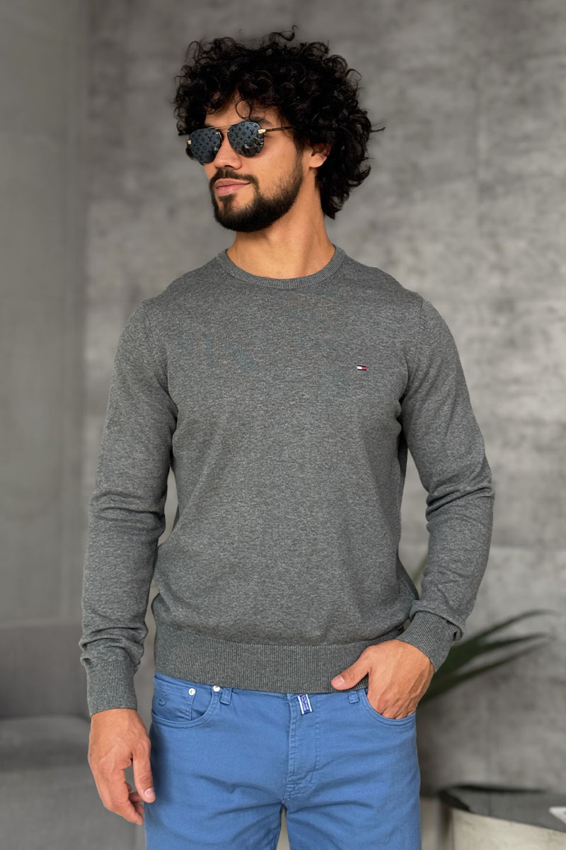 Tommy Hilfiger Мужская кофта серого цвета logo-embroidered