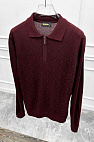 Поло с длинным рукавом zip-up - Burgundy