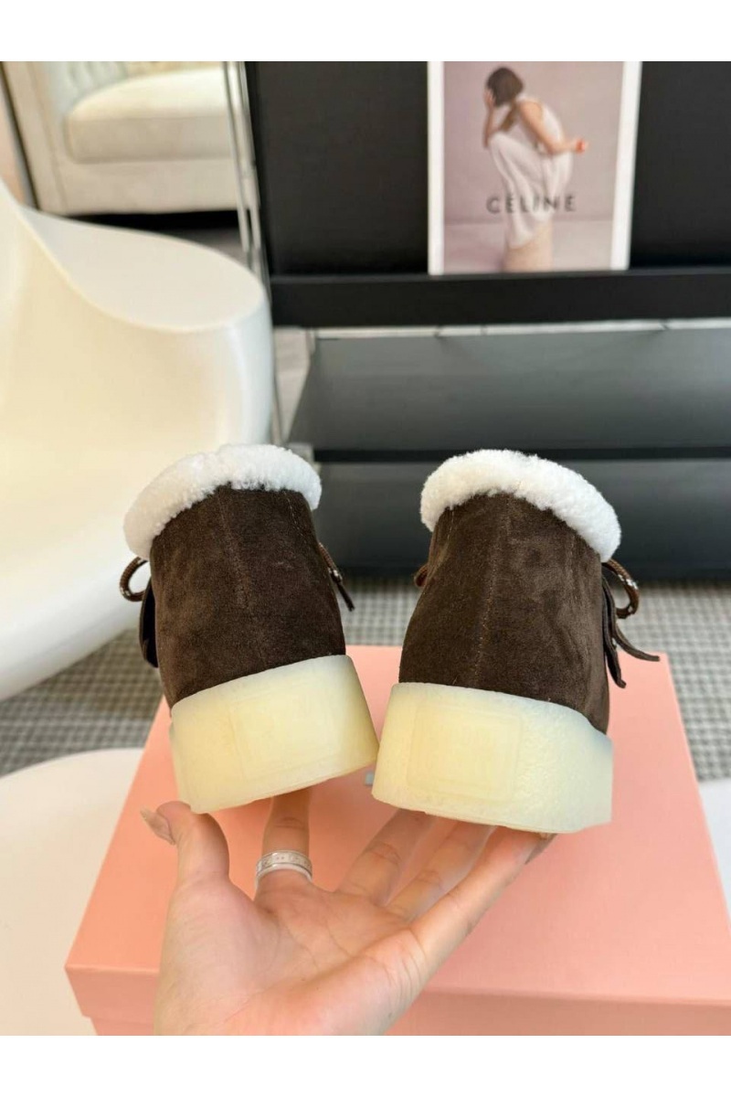 MIU MIU Женские замшевые лоферы с мехом premium