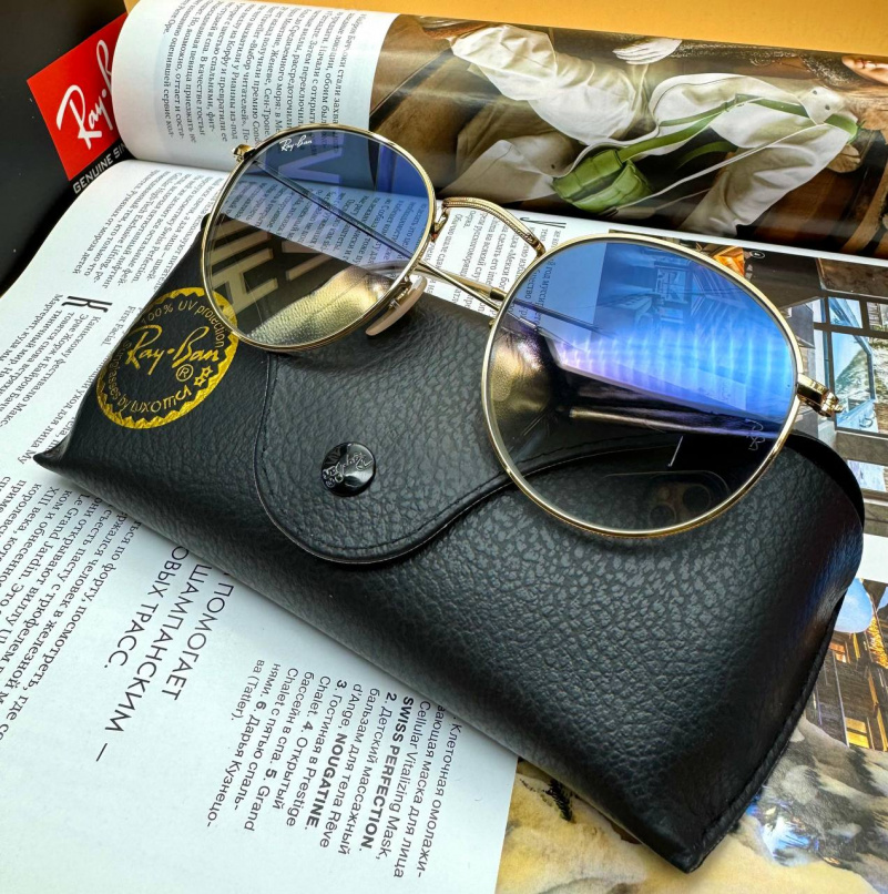 Ray Ban Солнцезащитные очки Round Metal - Blue / Gold