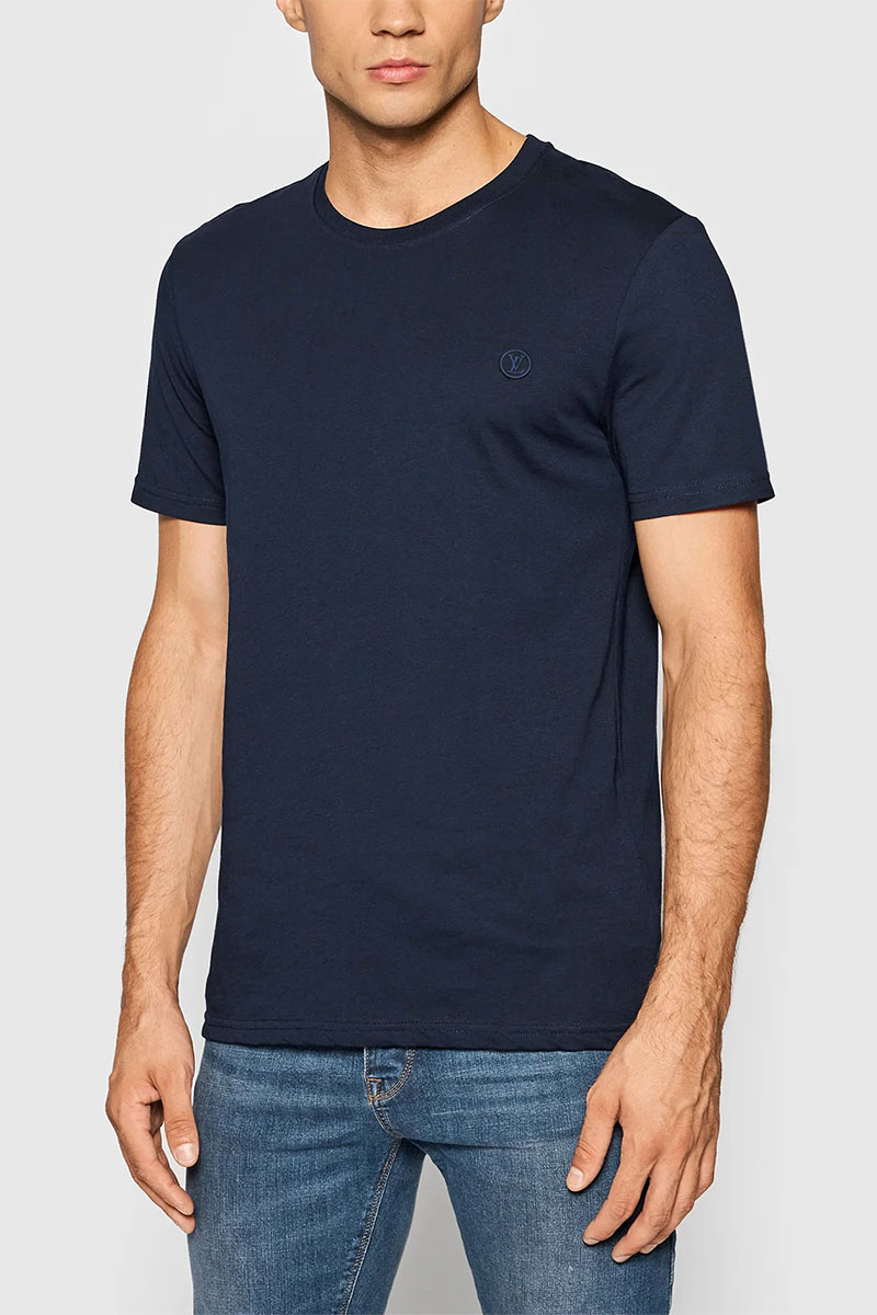 Lоuis Vuittоn Мужская тёмно-синяя футболка logo-embroidered