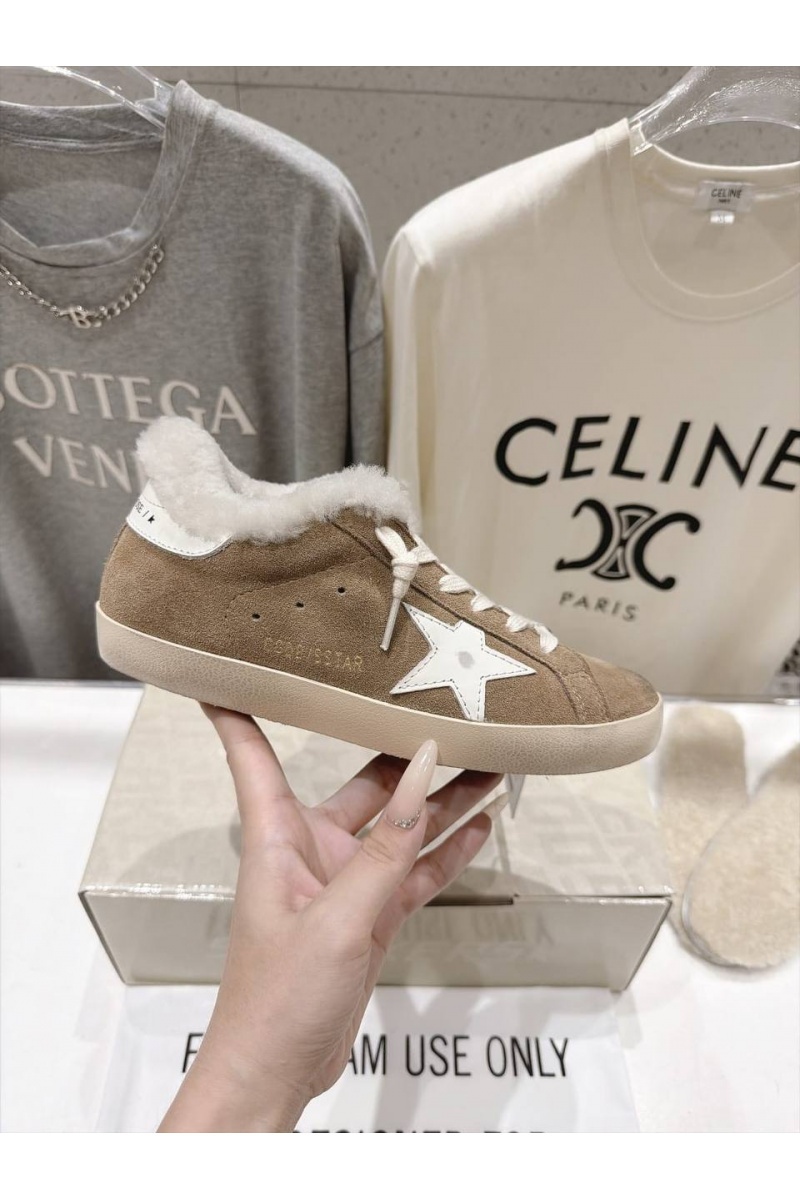 Designer Clothing Женские замшевые кроссовки с мехом Golden Goose Ball Star premium
