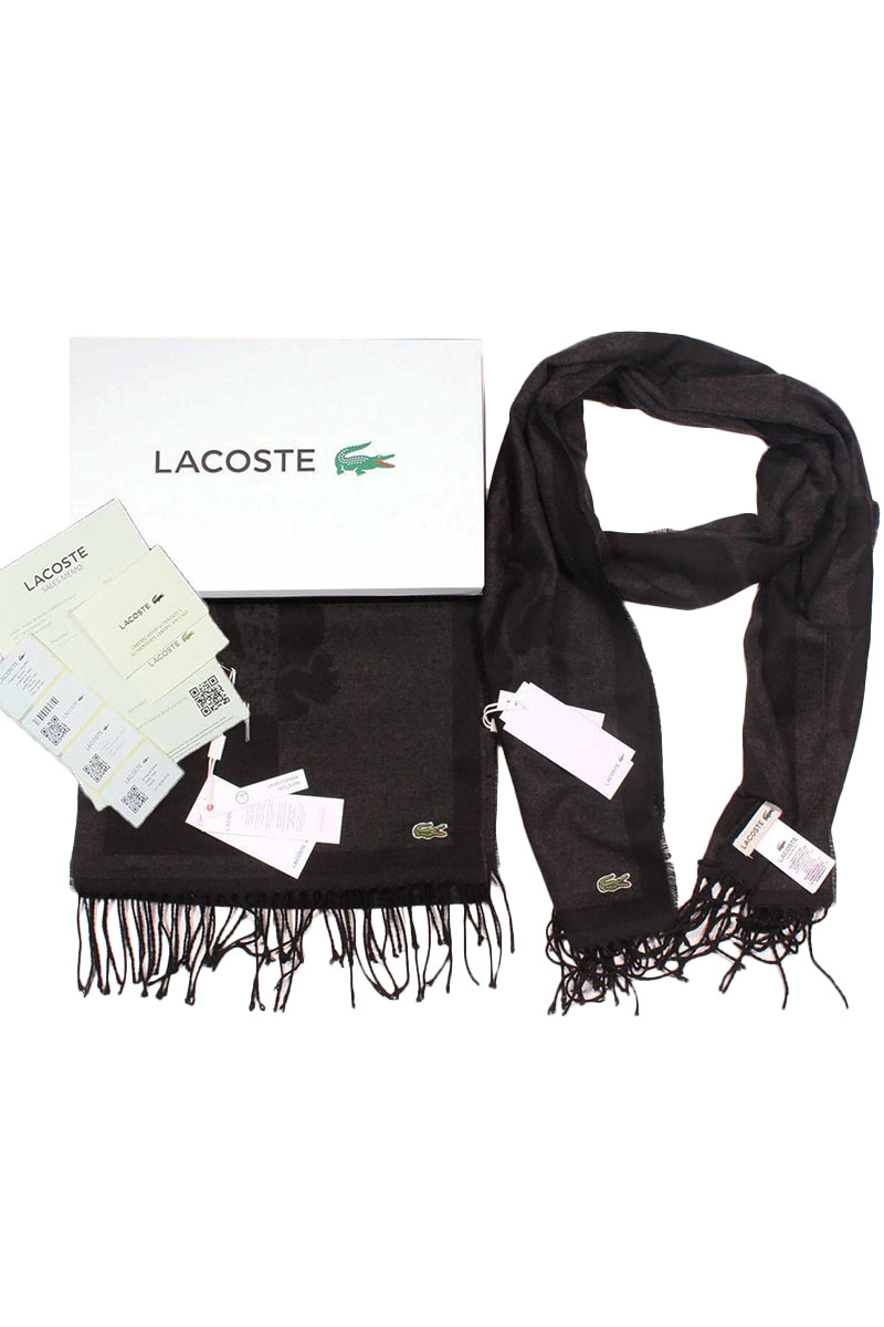 Lacoste Чёрный шарф logo-patch 185х35 см