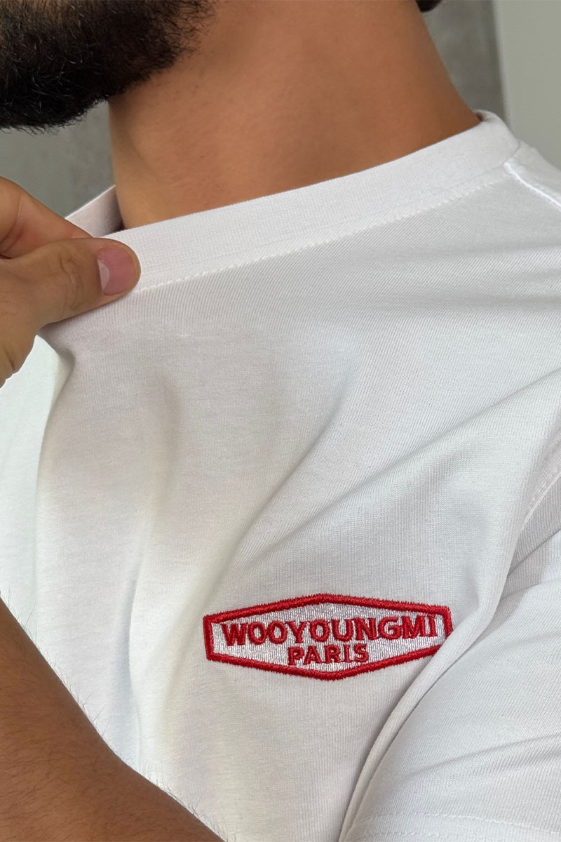 Designer Clothing Белая оверсайз футболка Wooyoungmi logo patch