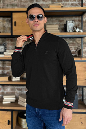 Мужской джемпер quarter-zip - Black 