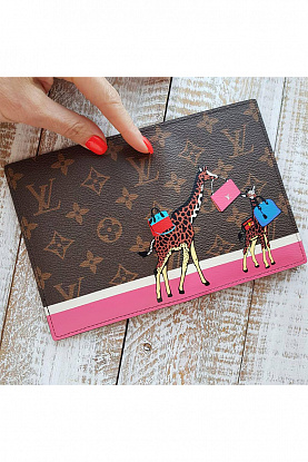 Кожаная обложка на паспорт Giraffe 10х14 см