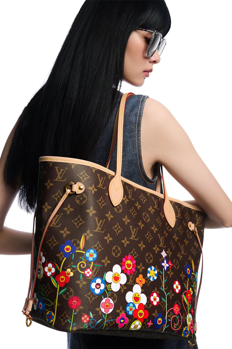 Lоuis Vuittоn Кожаная сумка Takashi Murakami Neverfull MM 33x29 см