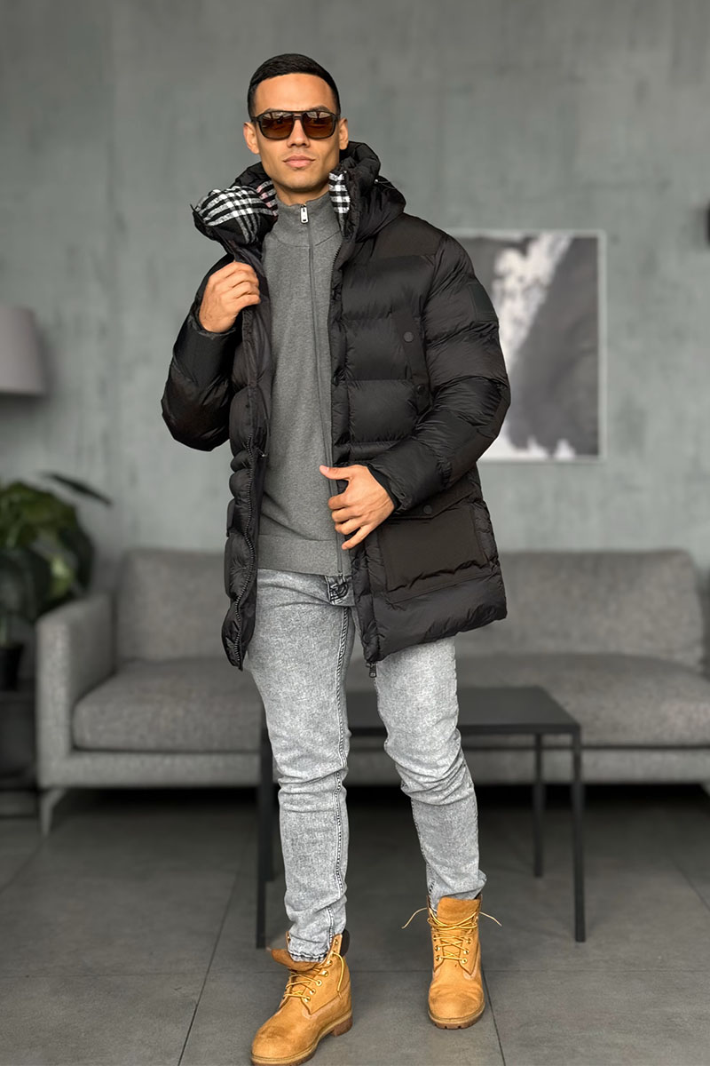 Burberry Мужская чёрная парка Hooded Puffer 