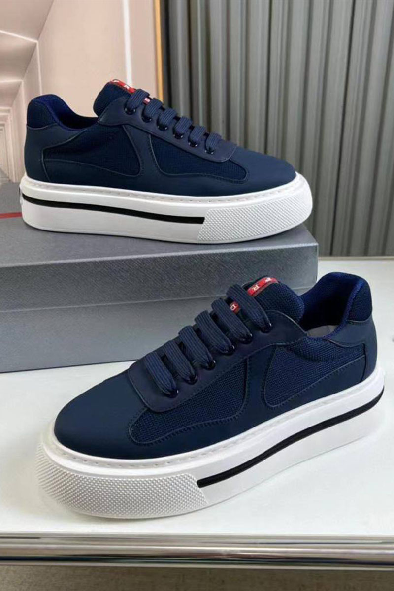 Prada Комбинированные кроссовки logo-stripe - Navy