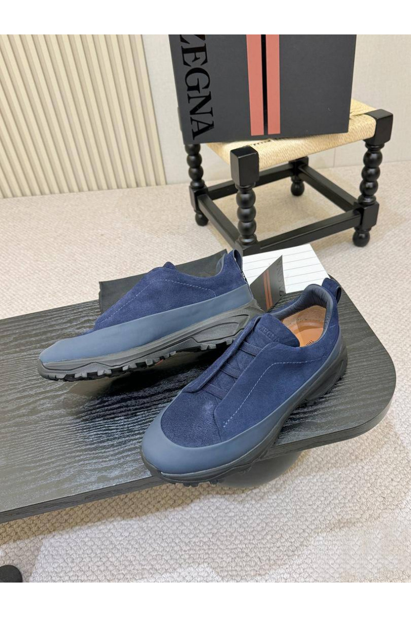 Zegna Замшевые кроссовки Triple Stitch Monte - Blue