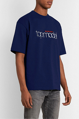 Синяя оверсайз футболка Top Model logo-print