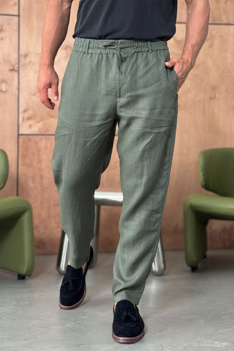 Loro Piana Мужские зелёные брюки 
